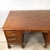 Antique Queen Anne Style Burl Walnut Kneehole Desk — Brass Bail Pulls, Bun Feet, Glass Top, C. 20th Century For Sale In Philadelphia - Image 6 of 12