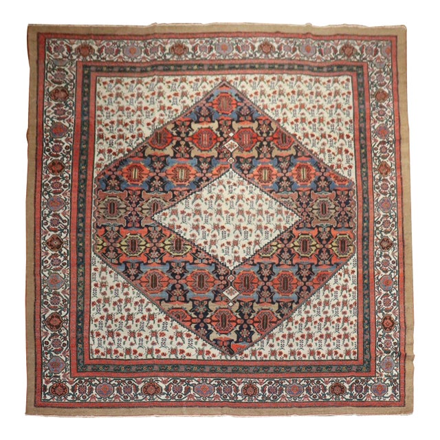Early 20th Century Zabihi Collection Dramatic Persian Hamedan Serab Decorative Square Room Rug - 10'9" x 12'8" For Sale