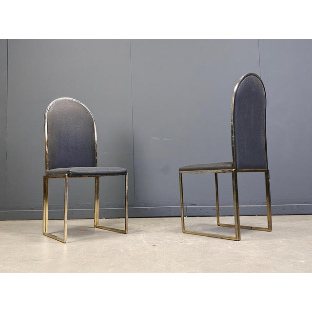 Hollywood Regency Vintage Brass Dining Chairs attributed to Belgochrom, 1970s, Set of 5 For Sale - Image 3 of 15