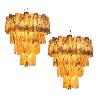 Italian Chandeliers in Murano Glass, 1990, Set of 2 For Sale