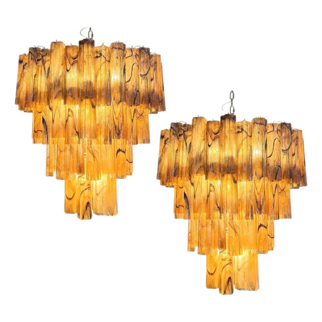 Italian Chandeliers in Murano Glass, 1990, Set of 2 For Sale