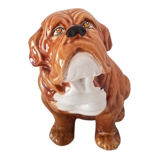 Vintage "Bellini" Italian Majolica Painted Glazed Ceramic Pottery English Bulldog For Sale