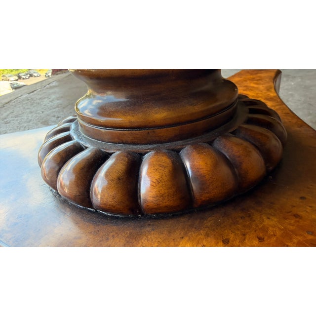 Theodore Alexander 48” Burl Walnut Compass Rose Center Dining Table For Sale - Image 10 of 14