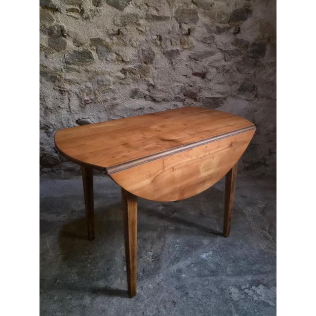 Rustic Antique French Rustic Cherrywood Drop-Leaf Table, 1900s For Sale - Image 3 of 17