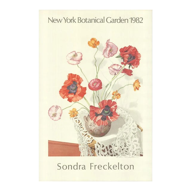 1982 Sondra Freckelton 'New York Botanical Garden' Contemporary Red,Pink,White Offset Lithograph For Sale