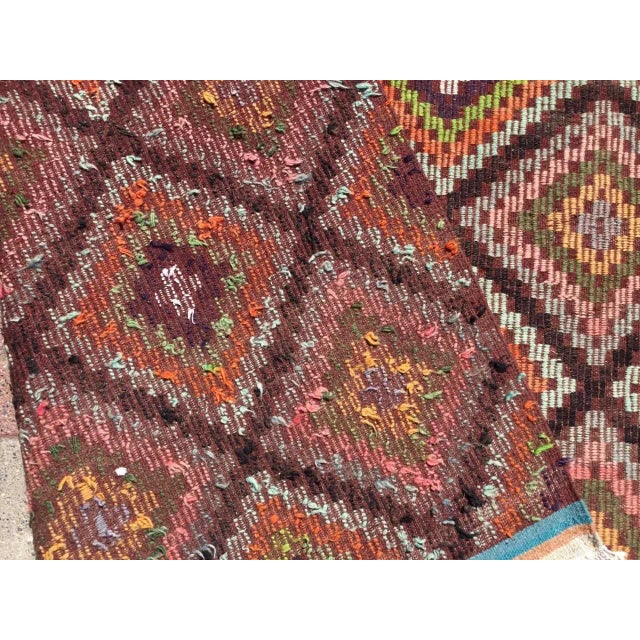 Vintage Turkish Kilim Rug - 72.5" X 126" For Sale - Image 10 of 11