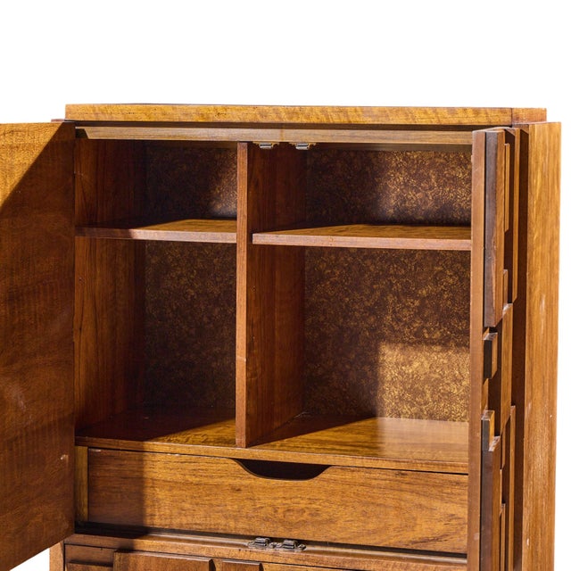 Lane Staccato Brutalist Mid Century Walnut Armoire Dresser For Sale In Chicago - Image 6 of 10