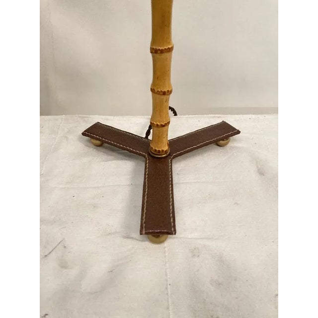 Mid-Century Modern Bamboo Lamps in Leather by Jacques Adnet, 1950s For Sale - Image 3 of 7