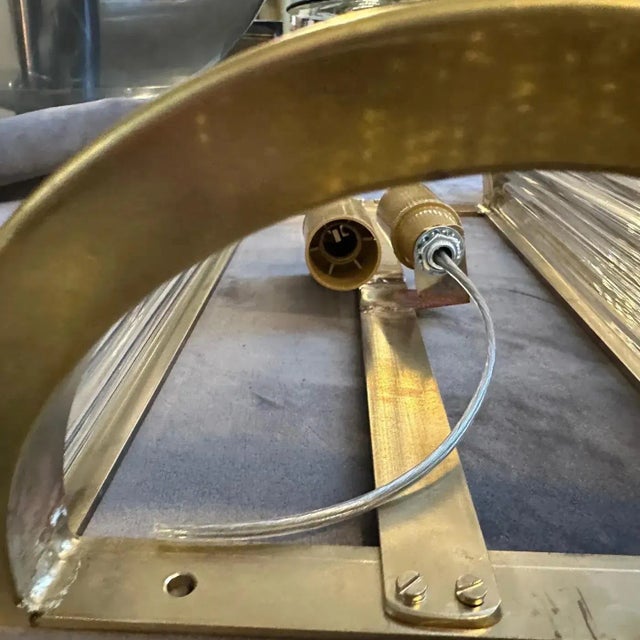 Mid-Century Modern Two Sciolari Style Mid-Century Modern Brass and Glass Italian Wall Sconces For Sale - Image 3 of 12