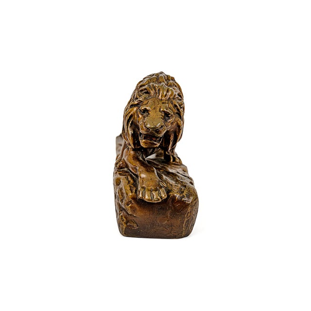 Metal Rare Vintage Bronze-Clad "Lion À L'affût" (Stalking Lion) Statue in the Style of Isidore Jules Bonheur For Sale - Image 7 of 10