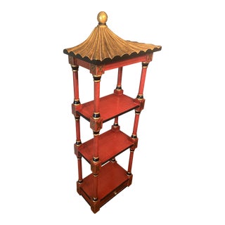 1980s Pagoda Shaped Wall Shelf With Drawer For Sale