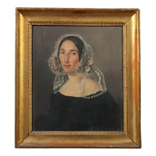 Lombard School Artist, Portrait of a Young Woman, Mid-19th Century, Oil Painting on Canvas, Framed For Sale
