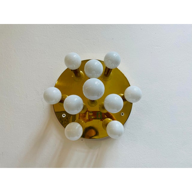 Gold Ceiling Lamp from Sölken Leuchten, 1980s For Sale - Image 8 of 9