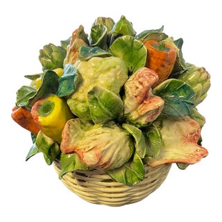 Vintage Ceramic Compote of Vegetables, Made in Portugal For Sale