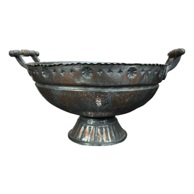 Mid 20th Century Wide Copper Colander Bowl For Sale