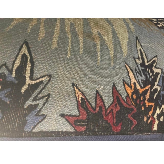 Alabaster 1950s Jean Lurcat “Le Bouc Bleu” Wool Tapestry For Sale - Image 8 of 12