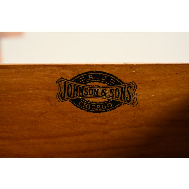Wood Antique Mission Oak Arts & Crafts Writing Desk or Library Table by A. J. Johnson & Sons, Circa 1900 For Sale - Image 7 of 13