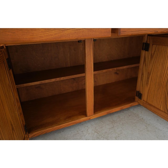 Wood Country Oak 2 Piece Stepback Cupboard Hutch For Sale - Image 7 of 18
