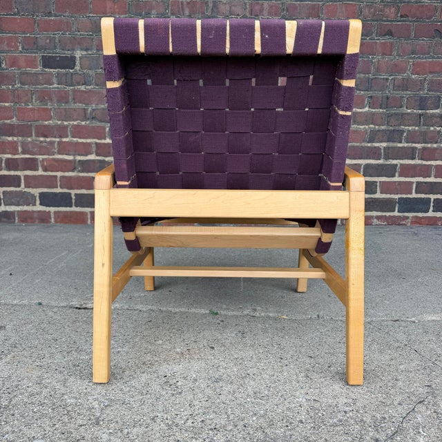 2000 - 2009 Jens Risom for Knoll Maroon Strap Lounge Chair For Sale - Image 5 of 12