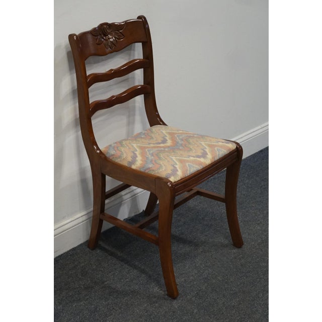 French Country Vintage Antique Solid Cherry Country French Dining Side Chair W. Carved Rose Crest For Sale - Image 3 of 9
