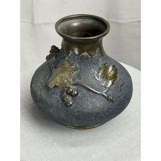 Metal Japanese Bronze Vase — Late Meiji Period For Sale - Image 7 of 9