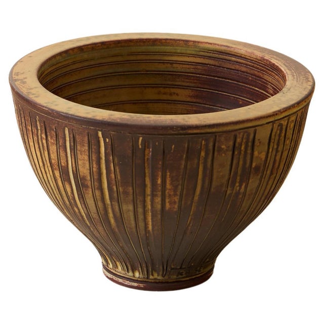 Brown Farsta Bowl by Wilhelm Kåge for Gustavsberg, 1940s For Sale - Image 8 of 8