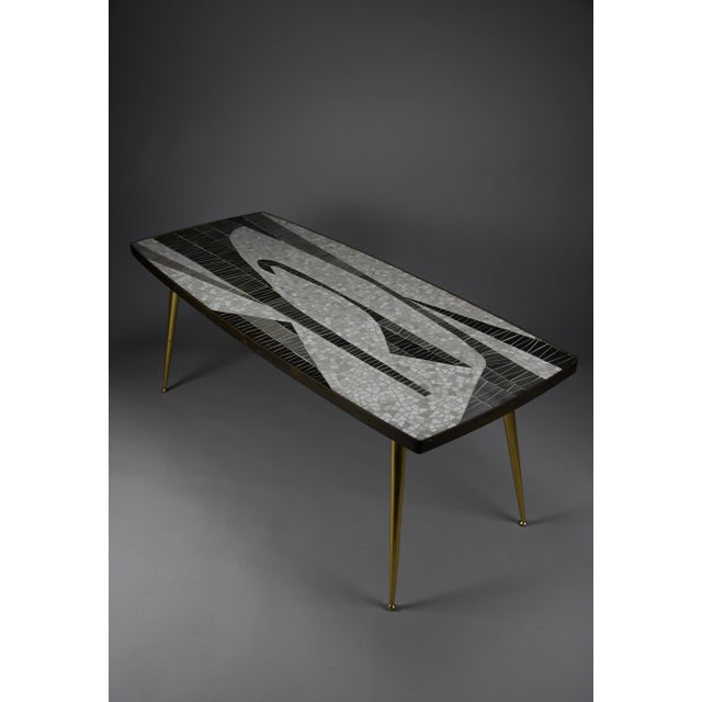 Abstract Black and White Glass Mosaic Coffee Table with Brass Legs by Berthold Müller, 1955 For Sale - Image 18 of 18