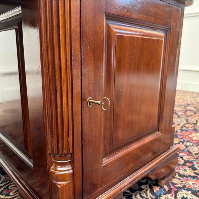 English Partner Desk with Green Leather For Sale - Image 14 of 18