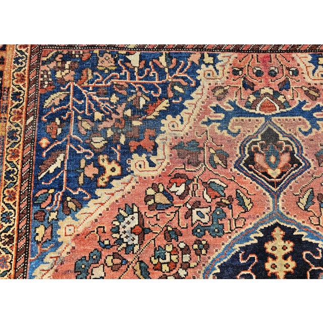 Vintage Persian Farahan Sarouk Rug, Hand-Knotted Wool, Floral Pattern, Rust Red & Blue, 5x7 For Sale - Image 14 of 17