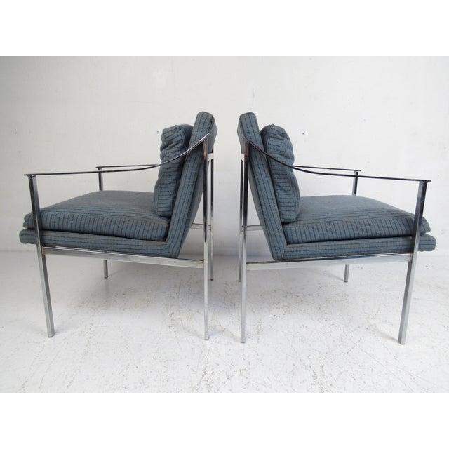 Metal 1970s Pair of Mid-Century Modern Chrome Lounge Chairs - 2 Pieces For Sale - Image 7 of 12