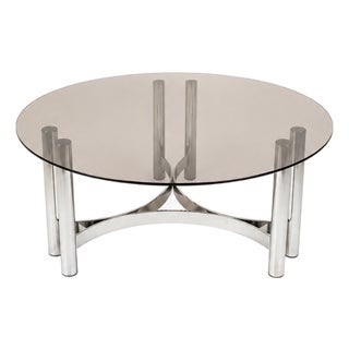 Vintage Coffee Table with Smoked Glass Top, 1970s For Sale