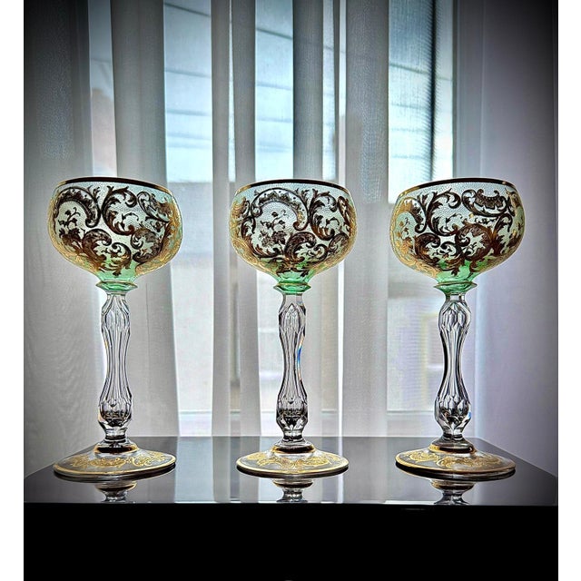 Antique Gilded Crystal Roemer Wine Glasses, 1890s, Set of 6 For Sale - Image 17 of 18