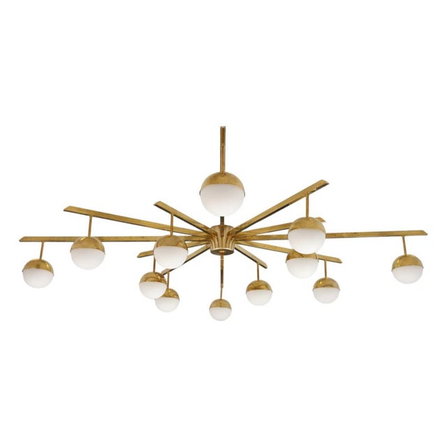 Ceiling Light in Brass and Opalina from Arredoluce For Sale - Image 6 of 6