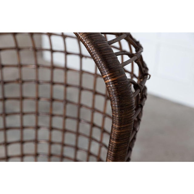 Brown Mid-Century French Bamboo Rattan Swinging Egg Chair For Sale - Image 8 of 16