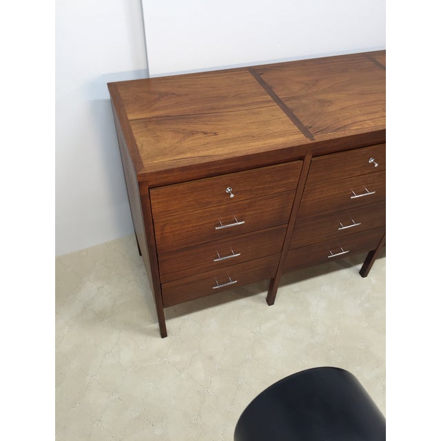 Paul McCobb Mid 20th Century Lane Delineator 12 Drawer Low Chest Designed by Paul McCobb in Rosewood and Walnut With Chrome Hardware For Sale - Image 4 of 18