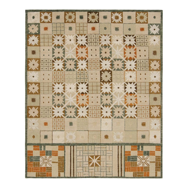 Rug & Kilim’s Scandinavian Style Rug in Beige-Brown With Geometric Patterns For Sale