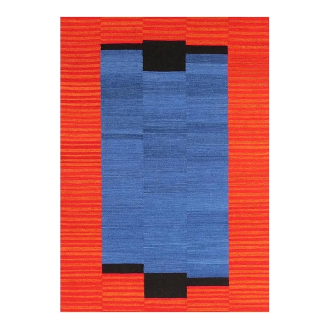 Modern Style Handwoven Flat Kilim Rug For Sale