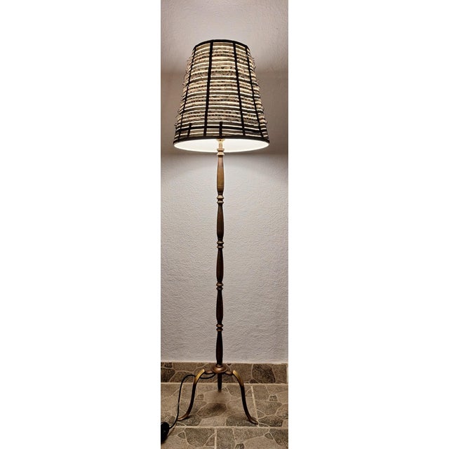 Mid-Century Modern Mid-Century Floor Lamp with Brass Base and Fabric Shade from Lamplove, 1950s For Sale - Image 3 of 8