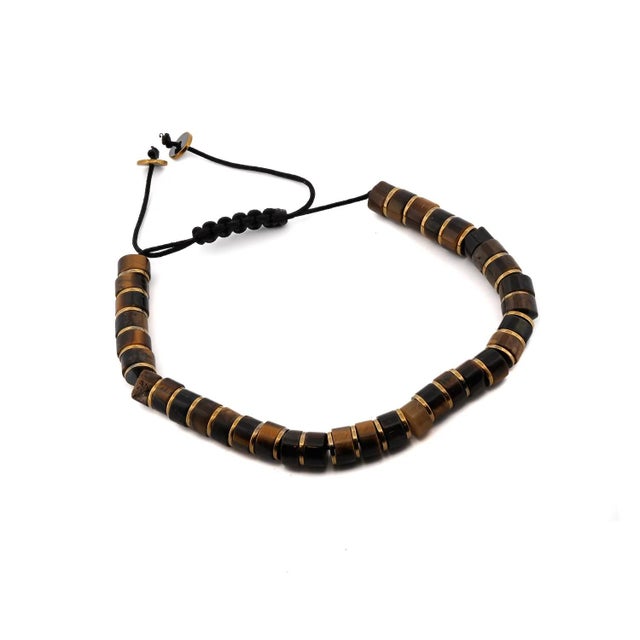 Early 21st Century Men's Tiger's Eye Stone Adjustable Balance Bracelet For Sale - Image 5 of 9