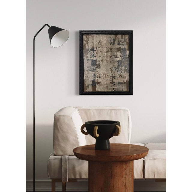 Original abstract painting by J. Kent Martin featuring silvery gray, black, and muted metallic tones in a monochromatic...