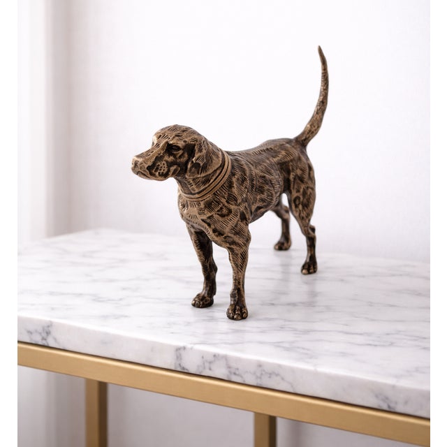 1970s Antique Brass Finish Metal Dog Sculpture For Sale - Image 5 of 8