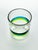 2010s 4 Mexican Handblown Aqua Blue Lime Green Banded Tumbler Drinking Glasses For Sale - Image 5 of 6