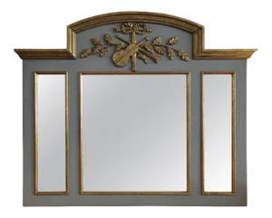 Handcarved French Style Parcel Gilt Trumeau Mirror
