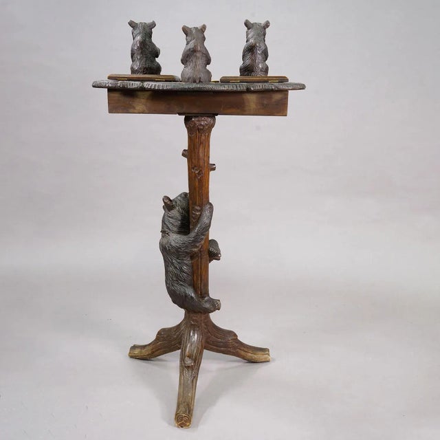 Antique Black Forest Carved Bear Smoking / Side Table, Ca. 1900 For Sale - Image 9 of 12