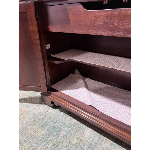 Vintage Drexel Heritage Heirloom Mahogany Federal Style Bar Server Cabinet With Inlay For Sale - Image 9 of 12