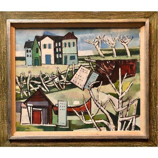 Framed oil on linen, ''Lower Rhine,'' by Carl Barth (German, 1896-1976), signed ''Barth'' lower left, bears Hearst Art...