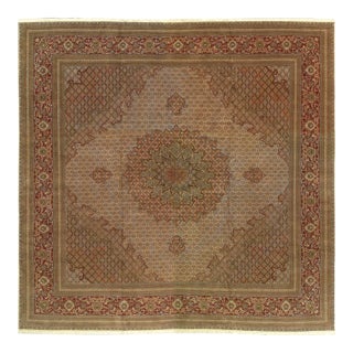 Pasargad Fine Persian Square Tabriz Silk & Wool Rug For Sale