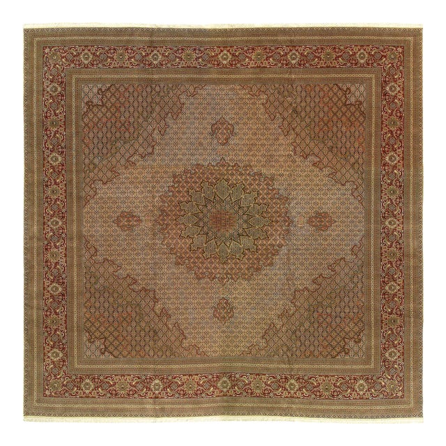 Pasargad Fine Persian Square Tabriz Silk & Wool Rug For Sale