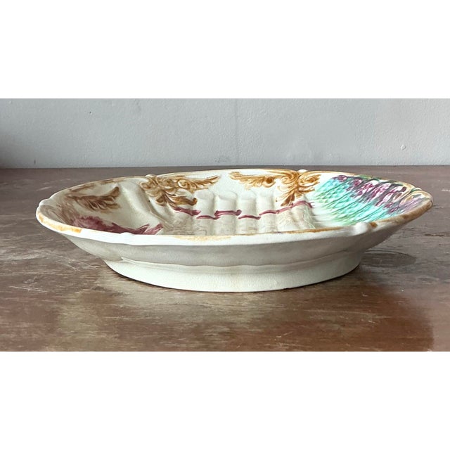 Vintage Regency French Majolica Asparagus Ceramic Plate For Sale - Image 11 of 12