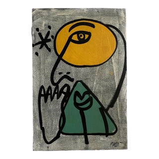 Rare Mirovian Inspired Abstract Painting by Peter Keil, Late 20th Century - Junge Wilde Collection For Sale